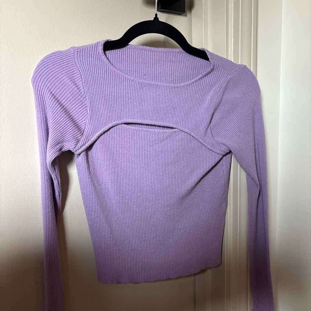 Lavender Cut-Out Ribbed Women's Top